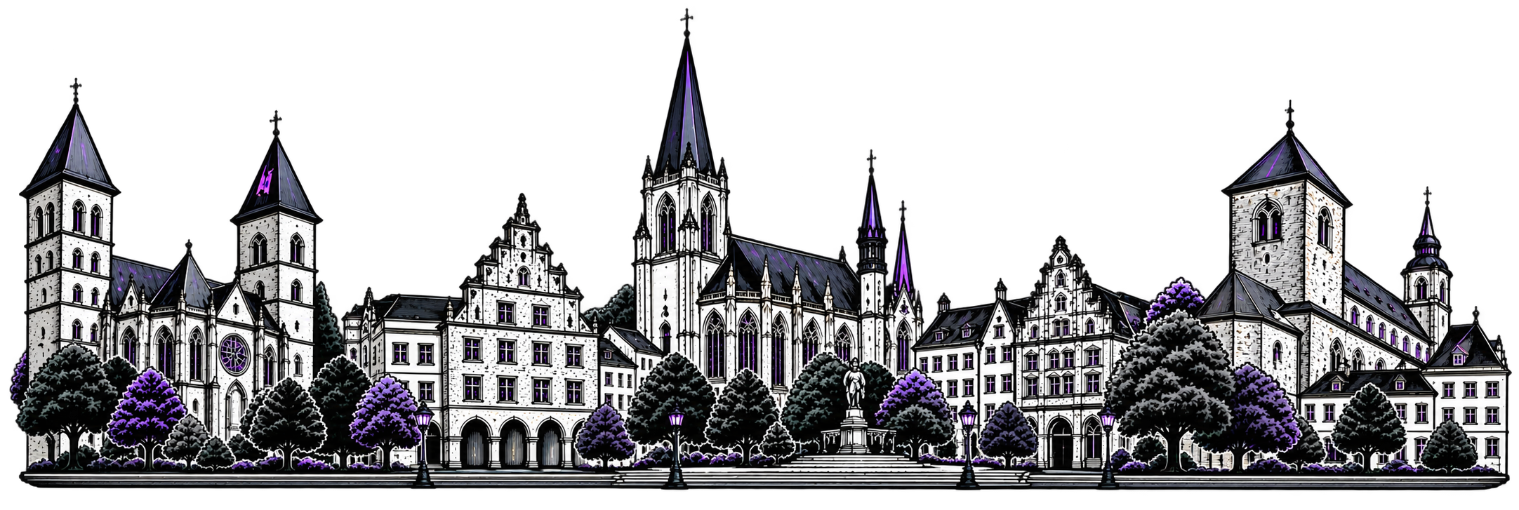 Osnabrücker Skyline mit lila Akzenten
